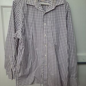 Michael Kors Men’s Purple Checkered Button‑Down Shirt – Size 17 34/35